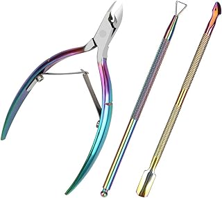 Cuticle Nippers and Cuticle Pusher Manicure Tools Set ,3PCS Cuticle Trimmer Nail Cuticle Remover Cutter Clippers Tool for Gel Nail Art Fingernails Toenails