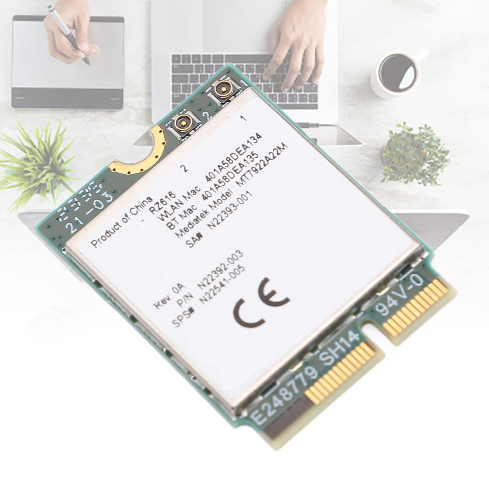 Carte sans Fil Wi-Fi 6E M.2 MT7922A22M pour Ordinateur Portable Bluetooth 5.2 RZ616 5374 Mbit/s