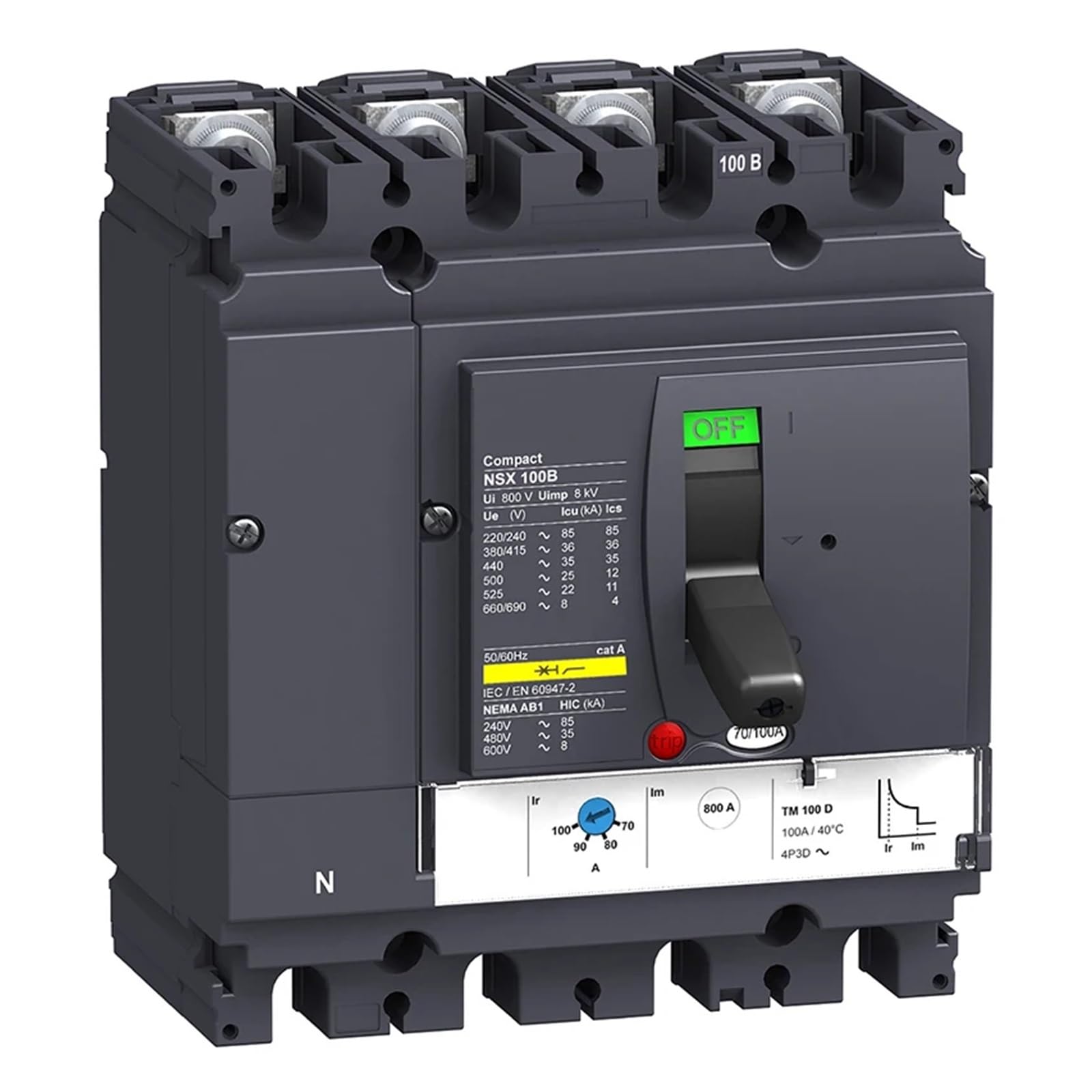 YFHGULBTK LV429562 MCCB NSX100B TMD 63A 4p3d 25kA Molded case Circuit Breaker