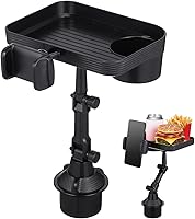 Vista 1 de Bandeja portavasos, bandejas para automóvil para comer, bandeja giratoria ajustable 3 en 1 para alimentos, soporte universal para vasos de vehículo