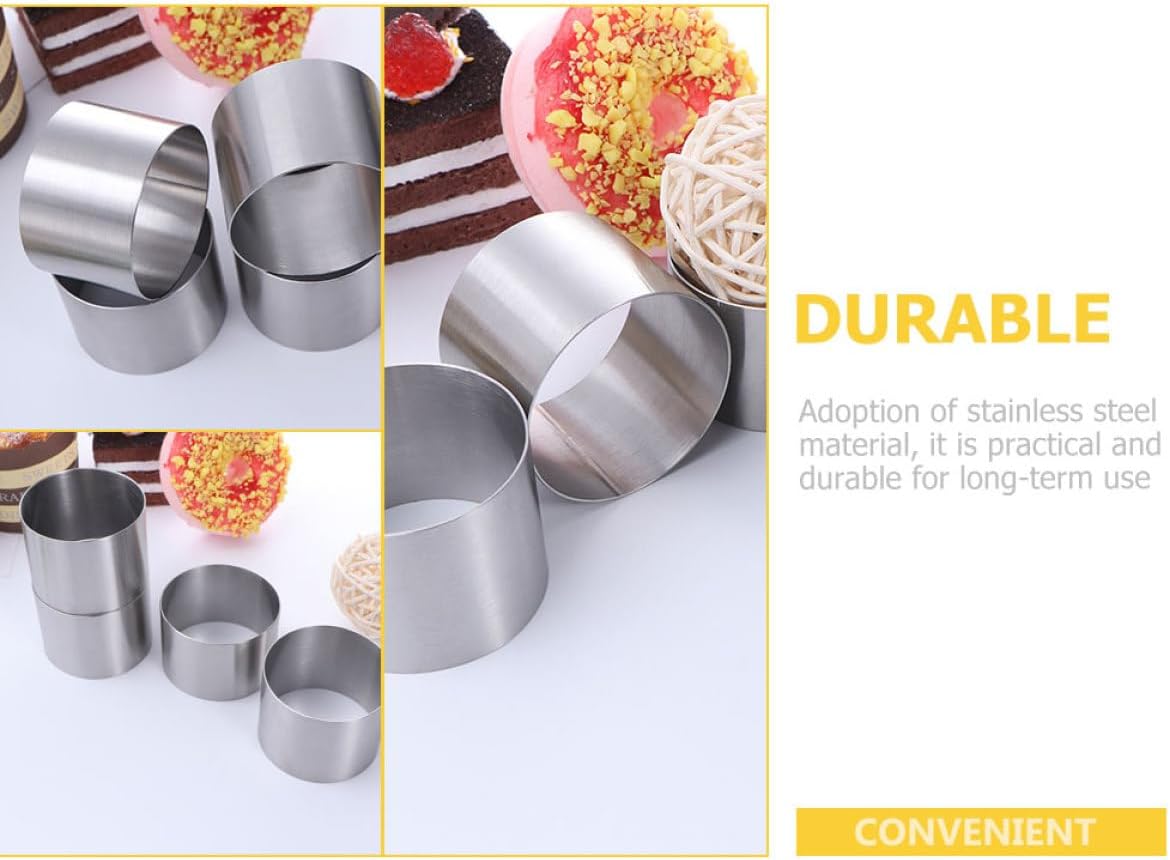 Gatuida 6pcs round Stainless Steel Cake Rings Mousse Mold Detachable Baking Plates 6x6x5cm Cookie Maker Baking Tools for Home Kitchen