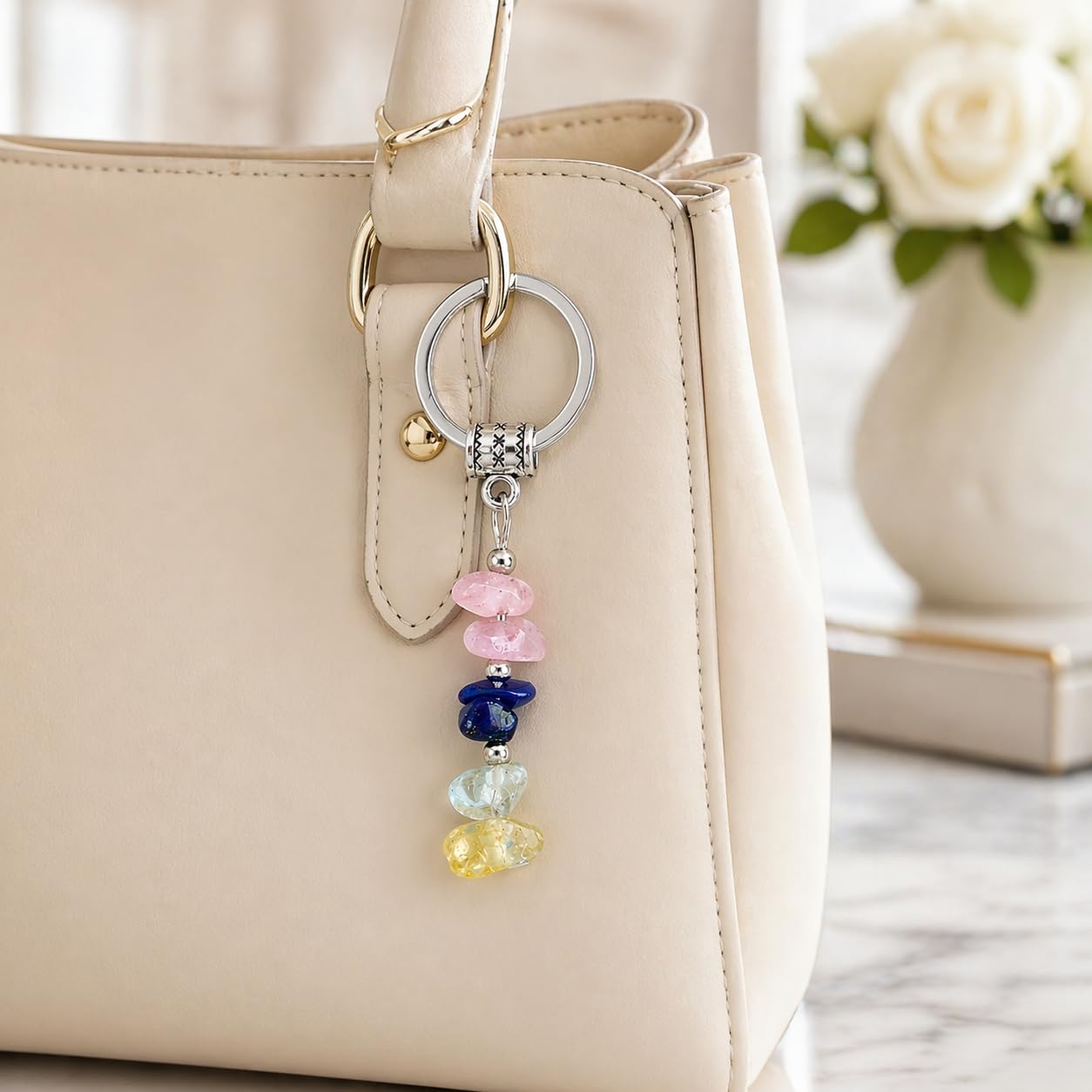 Cute Natural Crystal Keychain for Women, Retirement, New Beginnings