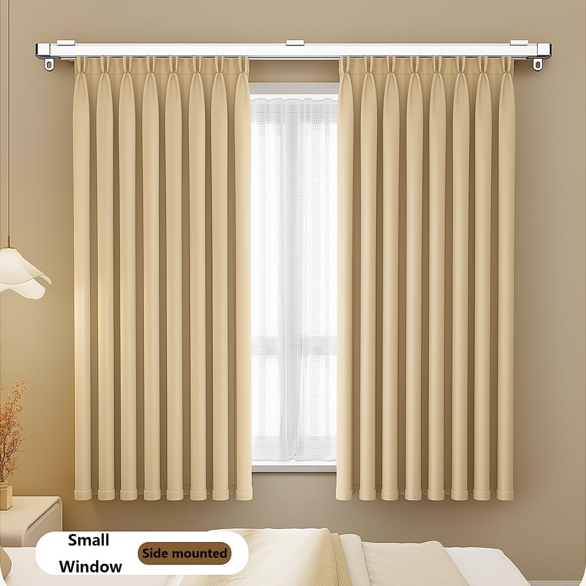 天井取り付けホワイトカーテンレール - シングルサイレントスライドレール、調節可能なアルミカーテンロッド、間仕切りとシャワーカーテン