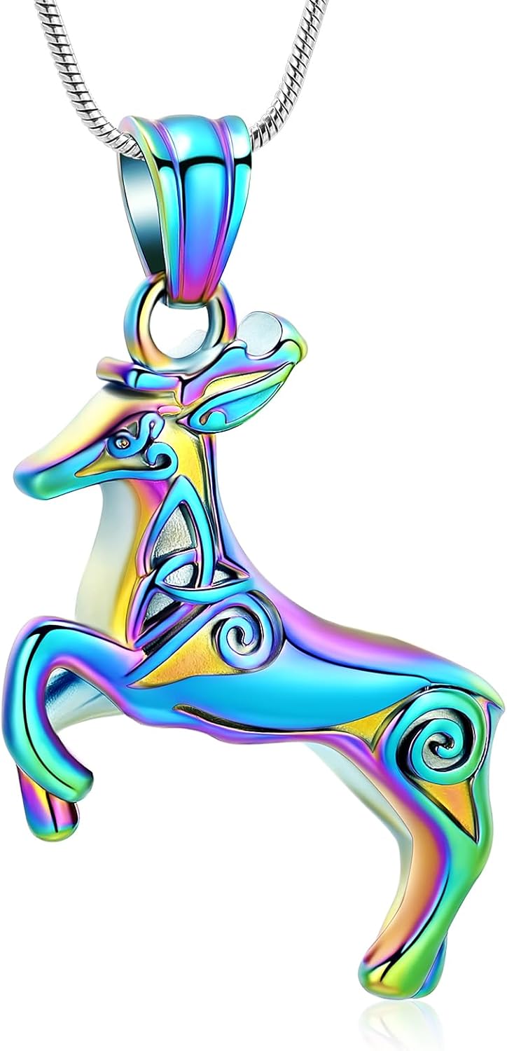Hearbeingt Giraffe Urn Necklaces for Ashes Deer Memorial Cremation Jewelry