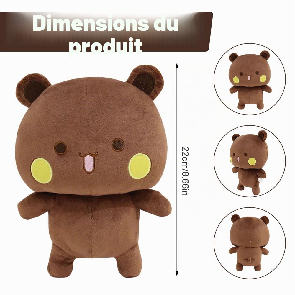 2 Pièces 22cm Bubu Dudu Peluche, Oreiller en Peluche Ours, Oreiller Animaux enPeluche, Ours en PelucheKawaii, Bubu Dudu Plush Toy, BubuDudu Figurine, Coussin à Câlin