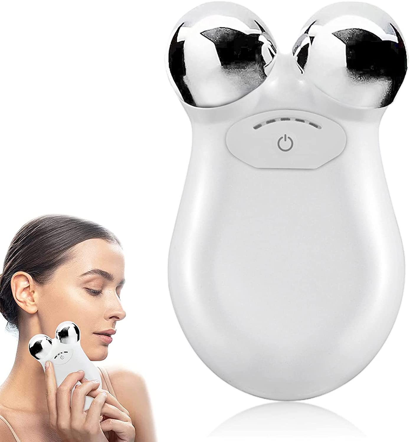 LBOYLOVE2023 New Microcurrent Face Device Roller, Lift the Face and Tighten the Skin USB Mini microcurrent face Lift Skin for Facial Wrinkle Remover Toning Device for Skin Face Pull Tight Lift(White)