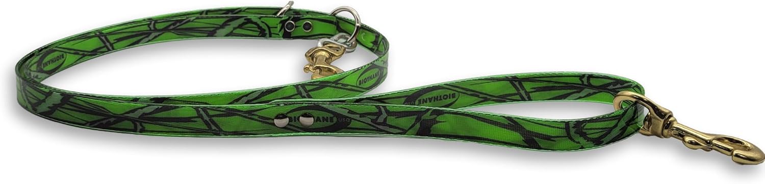 5 Ft Flat Dog Leash with Custom 3/4" Tag (Lime Green)