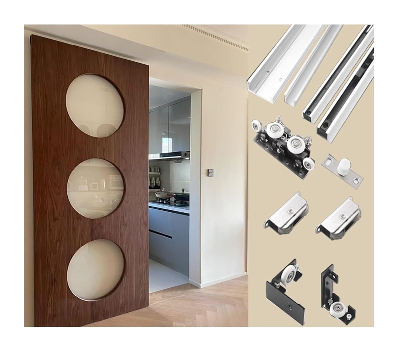 EBZFASO Sliding Door Track, Wall Mounted Sliding Barn Door Hardware Kit Bidirectional Soft Close 80-180cm(130cm/51.2 in)