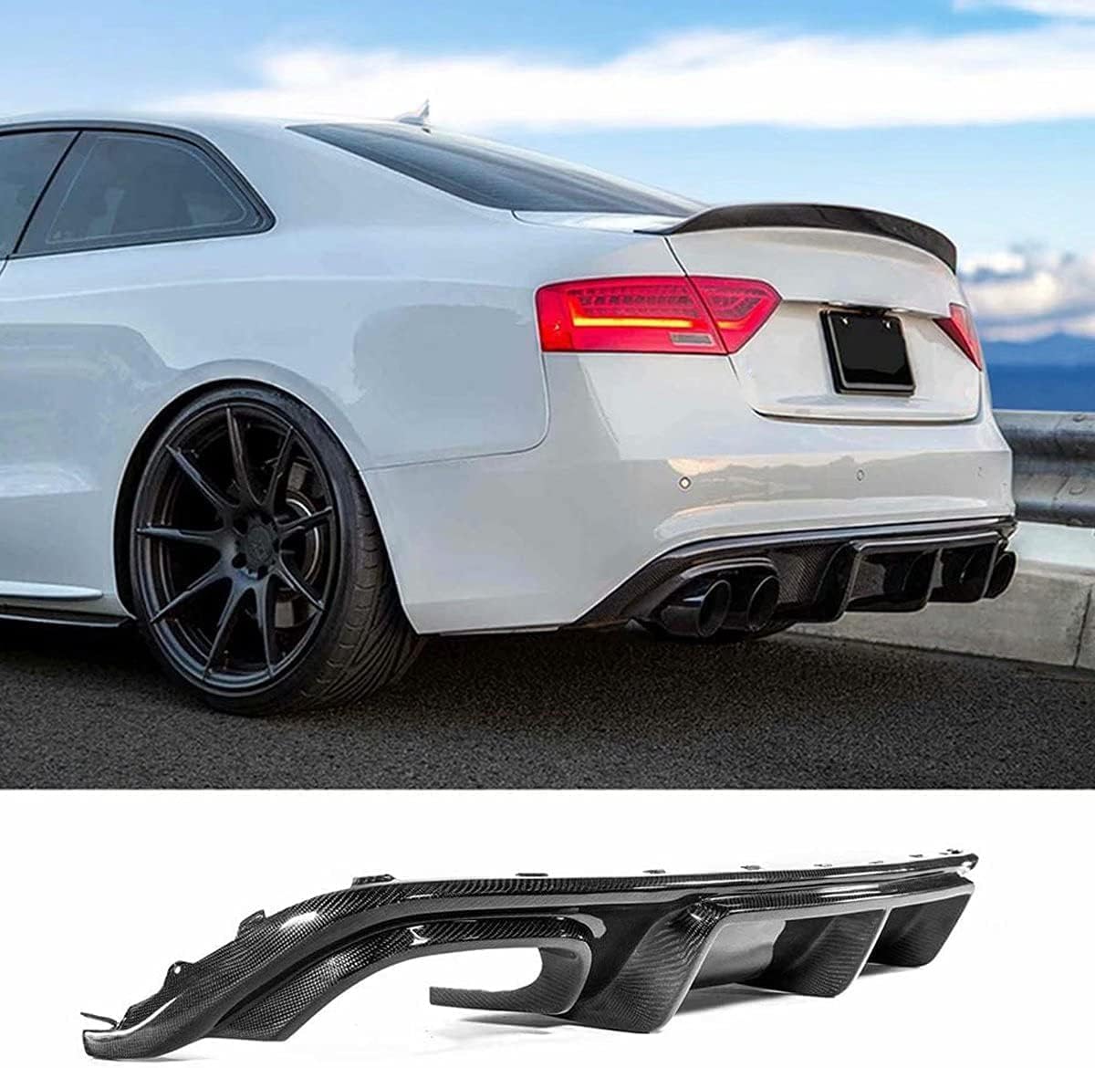 Anyanh Black Car Rear Bumper Diffuser Lip Spoiler For Audi A5 B8.5 Sline/S5 8T 2 Portes 2012-2016, Car Rear Bumper Lip Diffuser Spoiler, Rear Bumper Diffuser Rear Chassis
