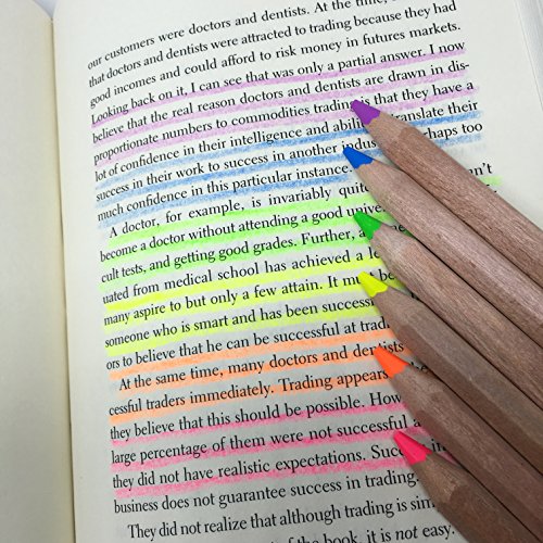 Stubby Pencil Studio Eco Highlighter Pencils - Set Of 6 Jumbo Size Neon Colors - Bible Highlighters - Wooden Highlighters Will Not Bleed Or Dry Out #TOP2