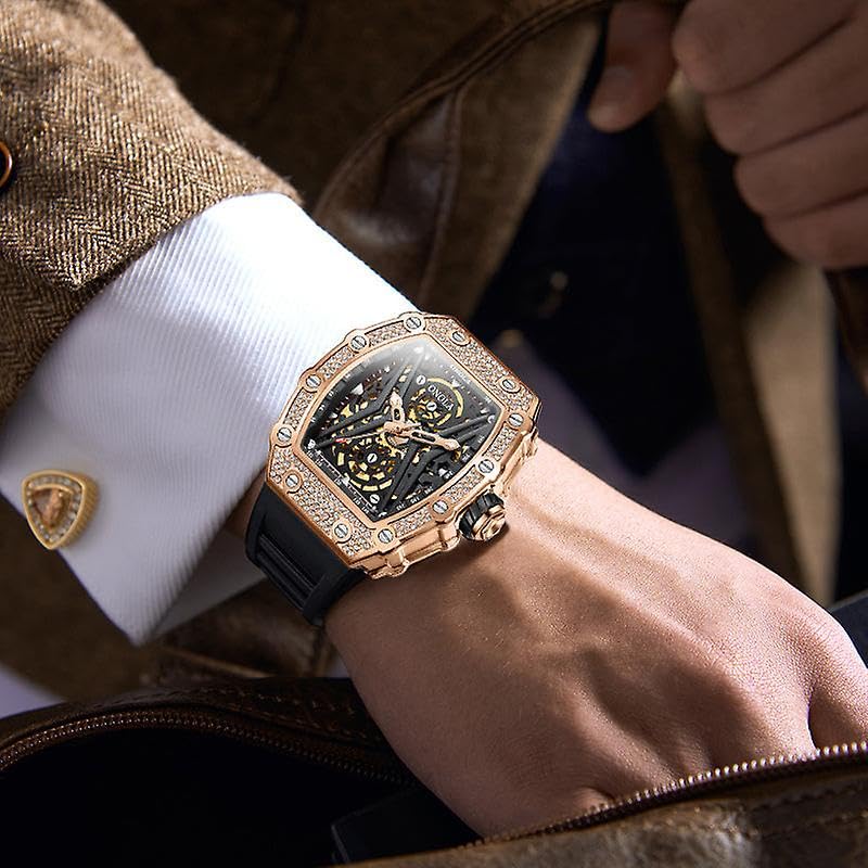 Reloj mecánico automático con hueco de diamante para hombre, correa de lujo, resistente al agua, reloj para hombre, Relogio Masculino