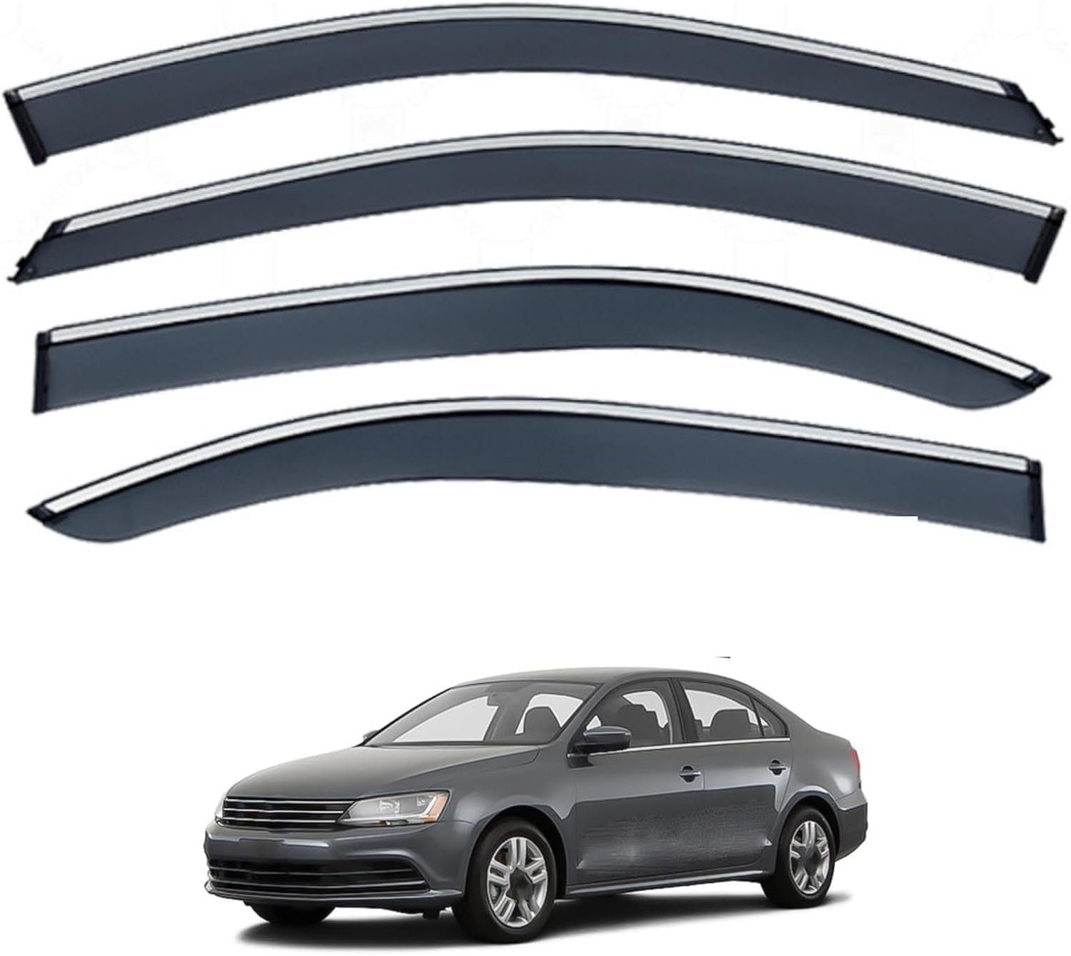 PLAKDFUU Wind Deflectors Rain Guards for Volkswagen Jetta 2013-2022 4Pcs, Side Window Visors Block UV & Rain, Fresh Air Flow