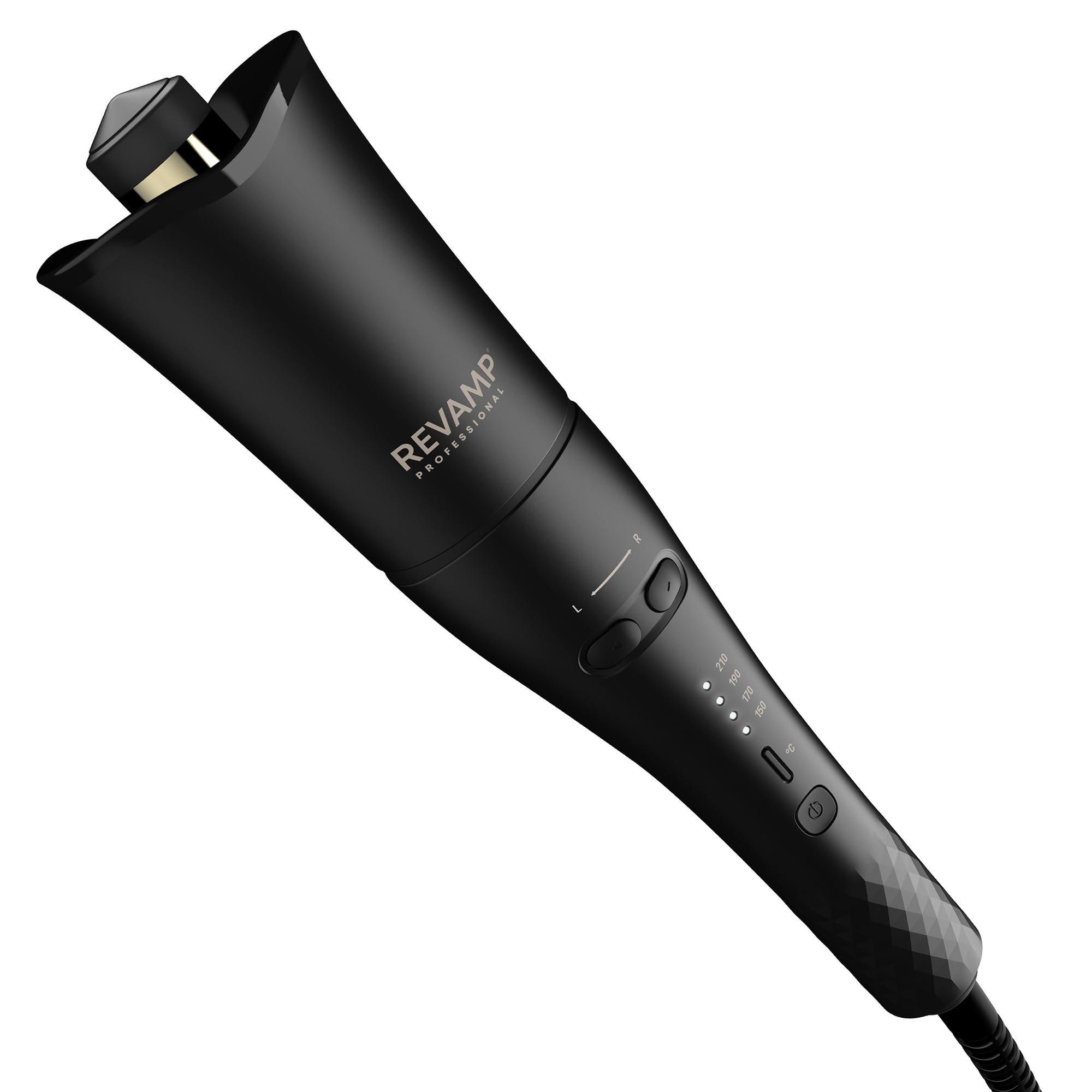 REVAMP Hollywood Curl Boucleur Automatique Fer à Boucler 25 mm - Boucleur à Cheveux Rotatif, Tige Céramique Ionique - Fer à Boucler Automatique Professionnel, Boucles Serrées Définies