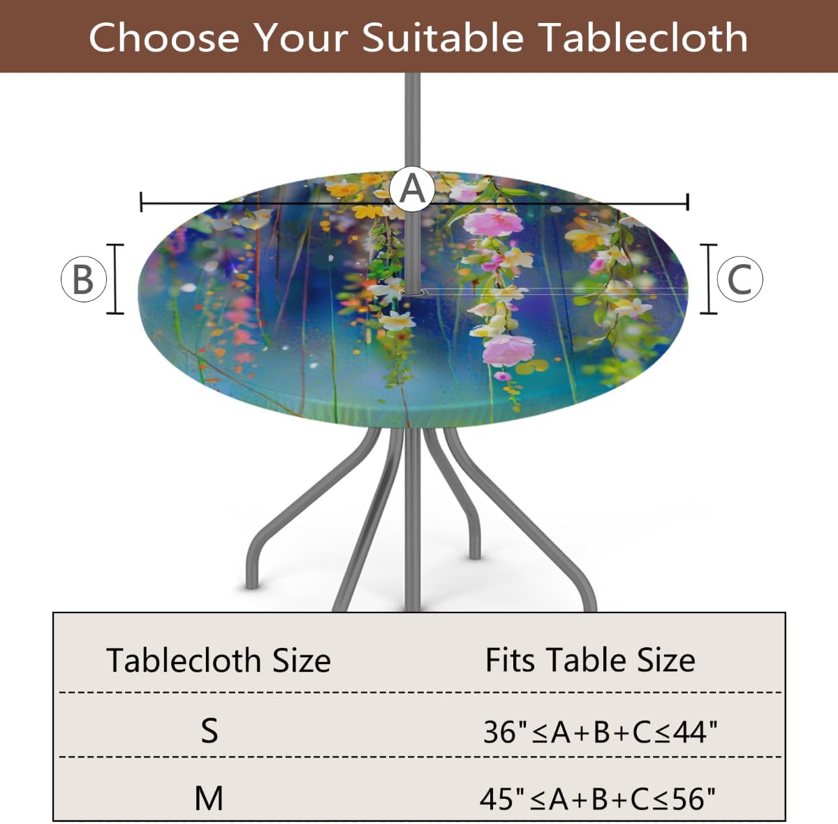 Pardick Round Fitted Outdoor Tablecloth with Umbrella Hole Outdoor Umbrella Table Cloth Zippered Patio Tablecloth