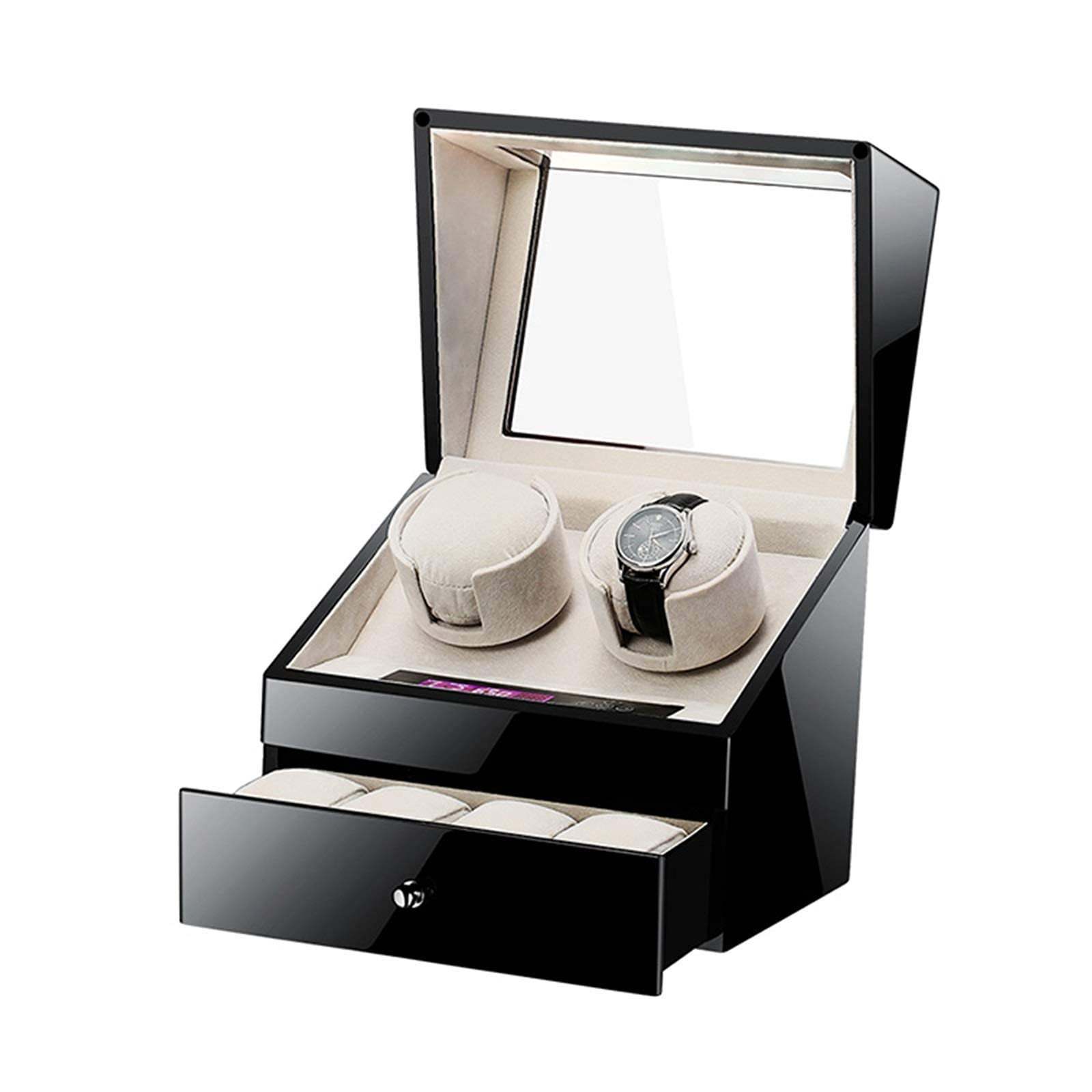 Automatischer Uhrenbeweger für 2 Uhren + 4 Speicher, Touchpanel, Display, Netzadapter und Batterie Needed