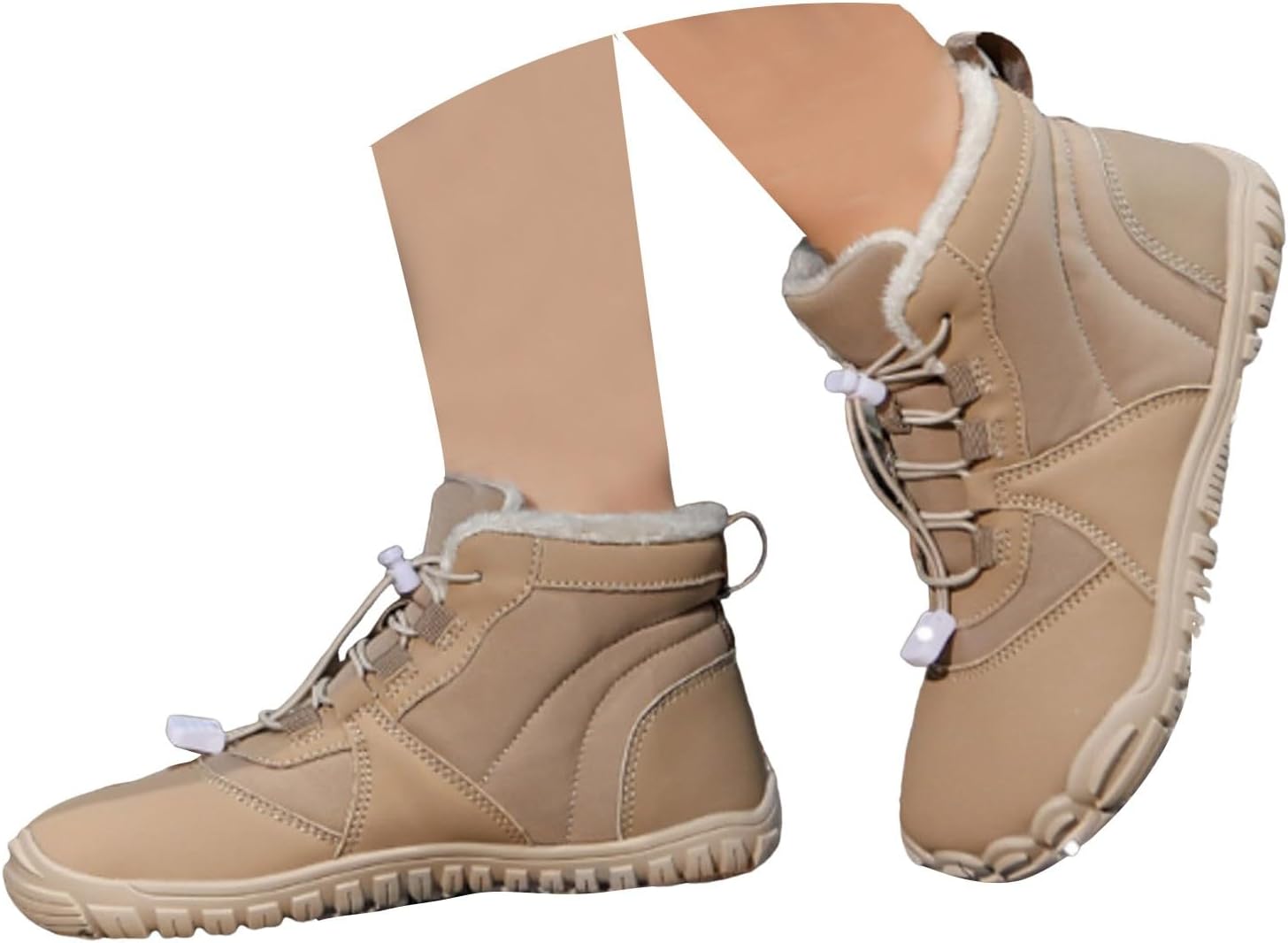 Winter Outdoor Boots Slip Resistant Snow Shoes with Wide Toe Box Warm Fleece Lining Waterproof Low Top Lace Up Flat Sole Fashion Sneakers Unisex Lightweight Solid Color Casual Hiking Walking Shoes