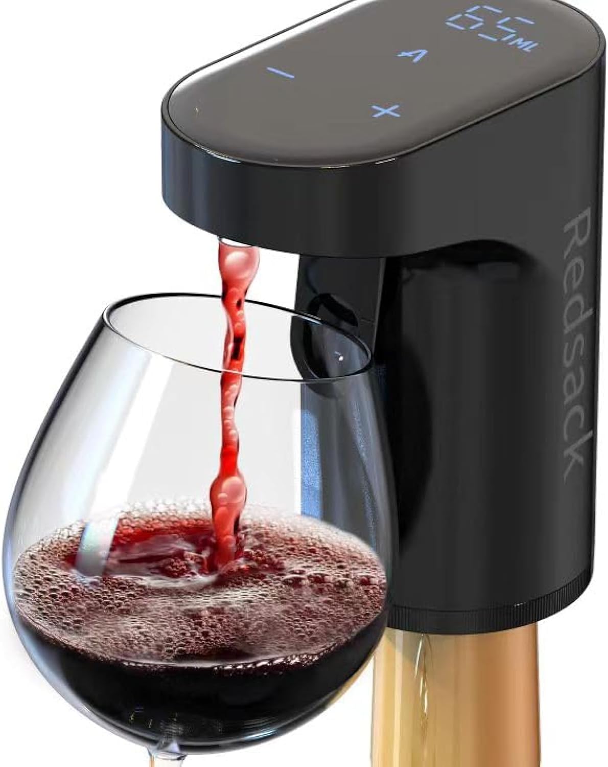 Redsack Smart Liquor Alcohol Digital Dispenser Decanter Aerator Pump - Rechargeable - Adjustable ml - black- Red - Gold - White (Wine,Whiskey, Vodka ...) (Black))