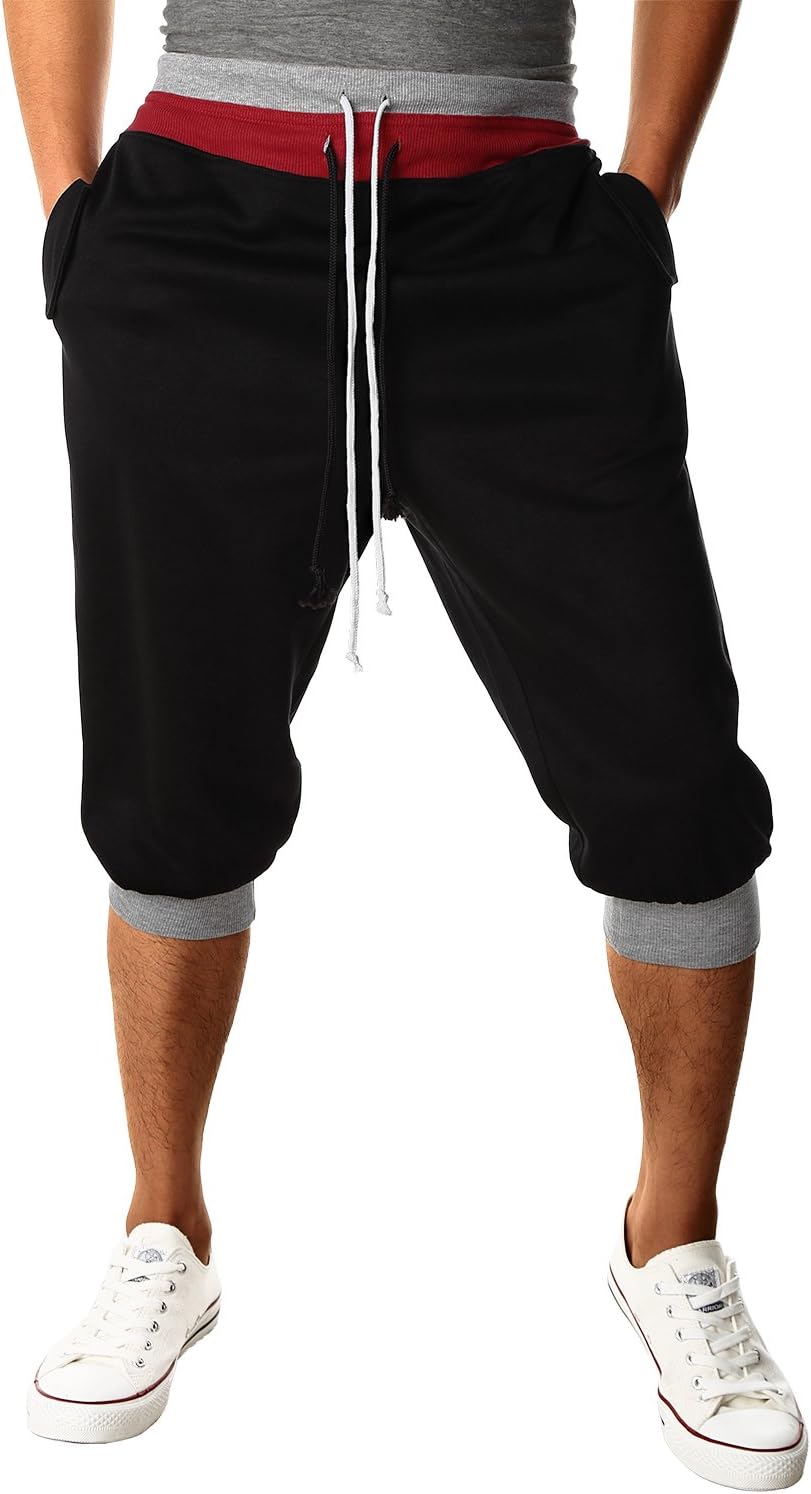 Men's Casual Sports Jogging Harem Pants Jersey Sweatpants Black S