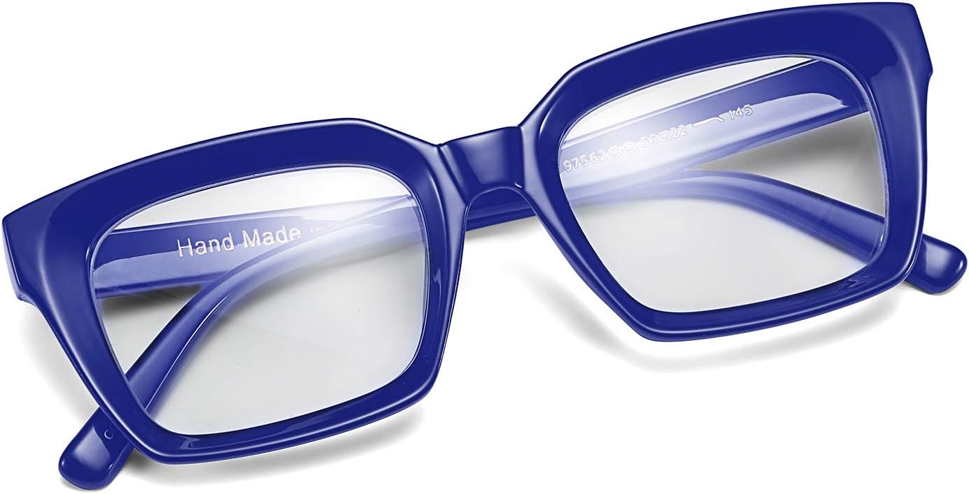 FEISEDY Glasses Frame Womens, Square Thick Eyeglasses Frame, Classic Eyewear for Men B2461 Blue Frame With Clear Lenses 50 Millimeters image 8 of 8 B07N7YZCKF