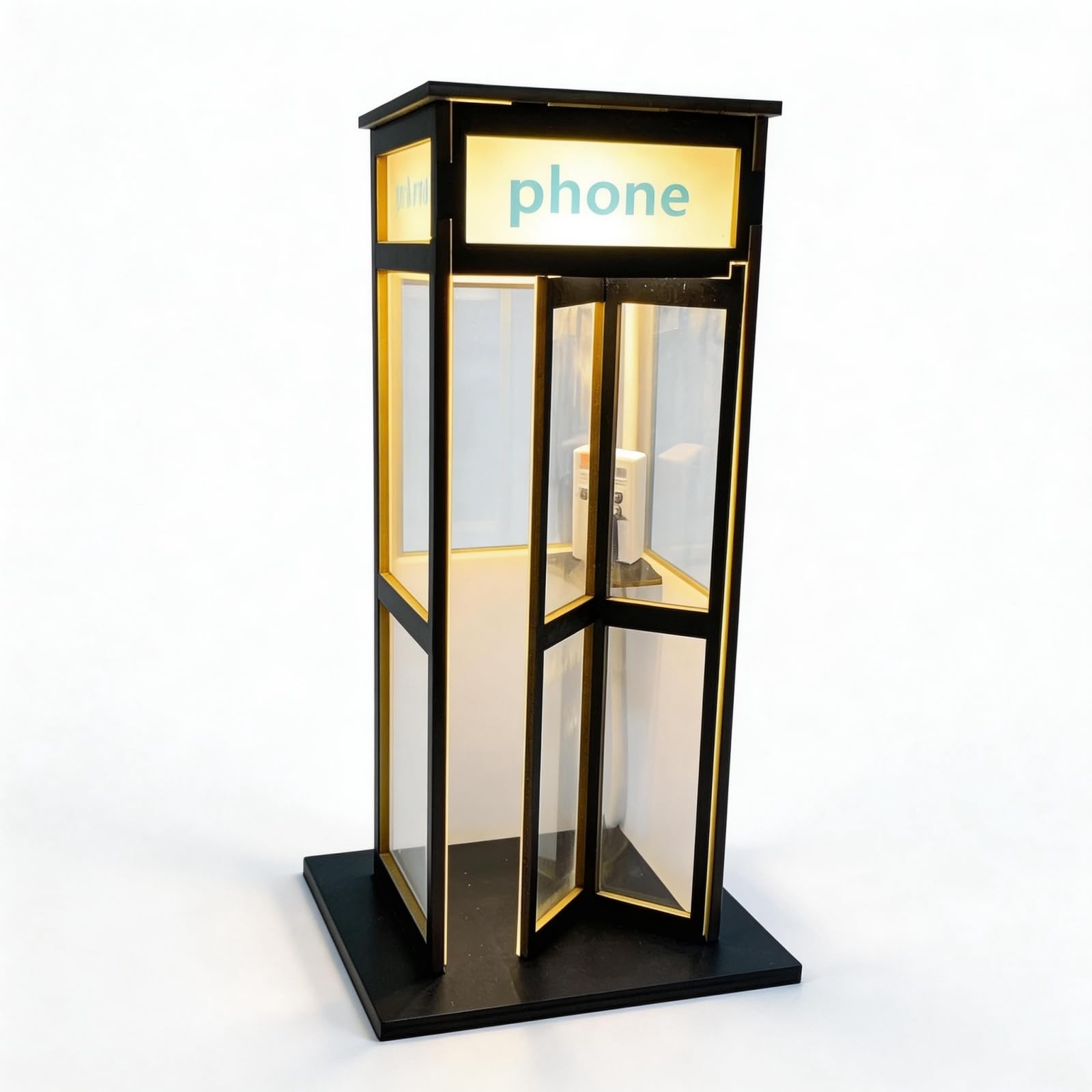 Mounteps Retro Vintage Tall Phonebooth Lamp, Night Lamp Telephone Booth, On The Phone Light Indicator for Office, LED Desk Lamp with Light, Classic Home Decor