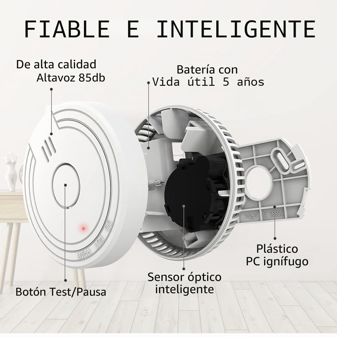 ELRO FS1805M - Lote de 10 detectores de Humo con batería de 5 años y Soporte magnético – Cumple con la Norma Europea EN14604
