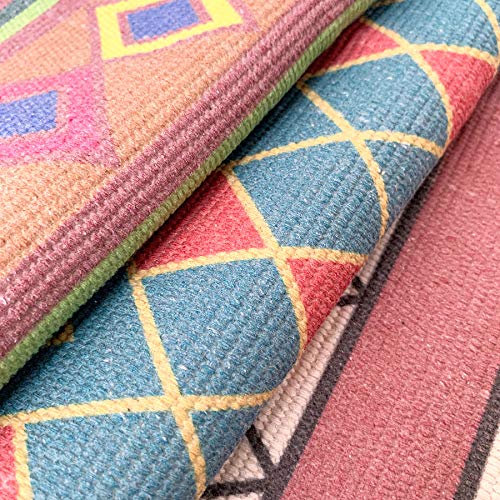 Ukeler Cotton Boho Rugs 2'×3' Decorative Bohemian Kilim Rug Entryway Thin Throw Rug Washable Outdoor Doormats #TOP2
