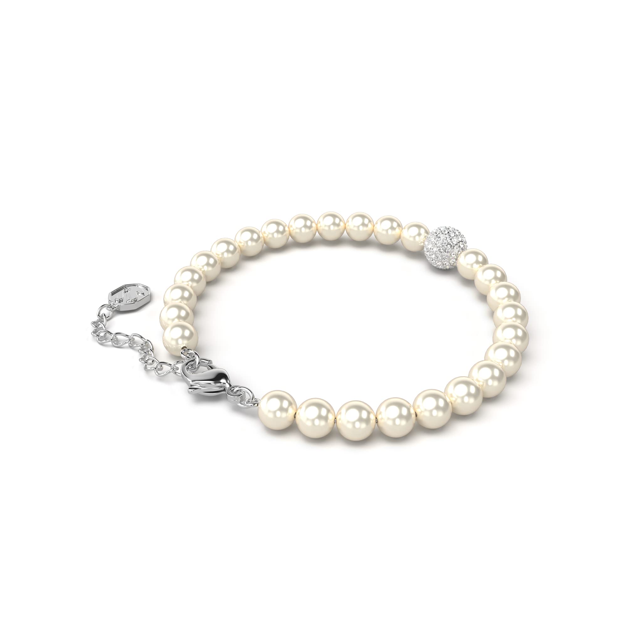 Swarovski Bransoletka Dextera, Oprawa brukowa, Różnobarwne ogniwa, Biała, Powłoka z rodu