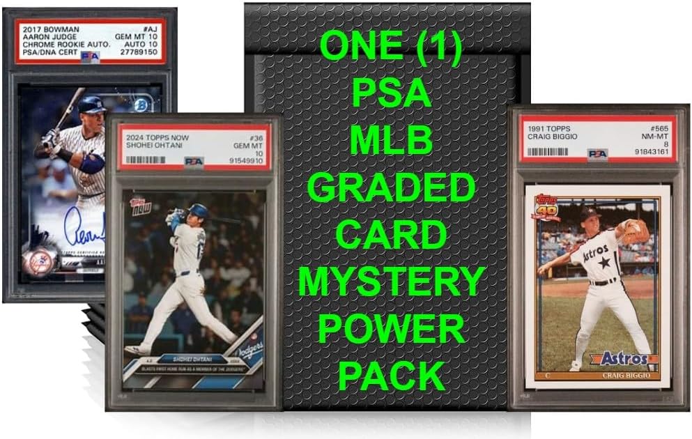 PSA Baseball Graded Card Mystery Pack | PSA Graded Baseball Card + 1 Sealed Pack of Cards | Grade 8+ Guaranteed | Contains One Graded Vintage, Rookie, Legend or Current Star |