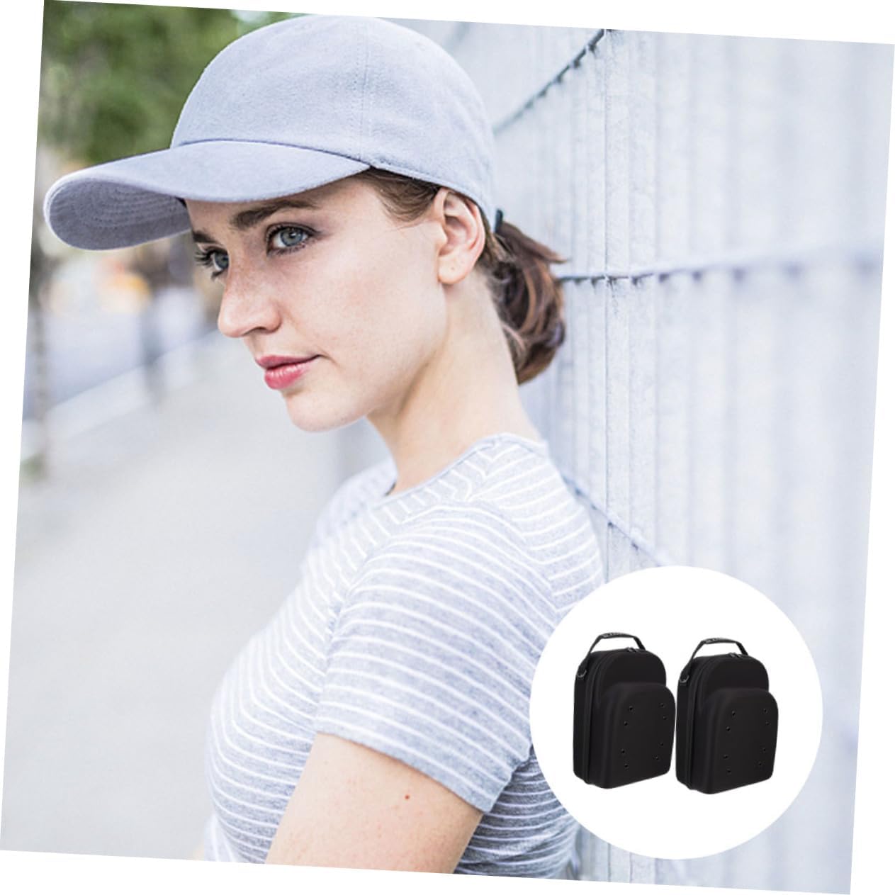 2pcs EVA Baseball Cap Storage Box Travel Hat Case Organizer Portable Hat Carrier for Baseball Caps Waterproof Storage Black