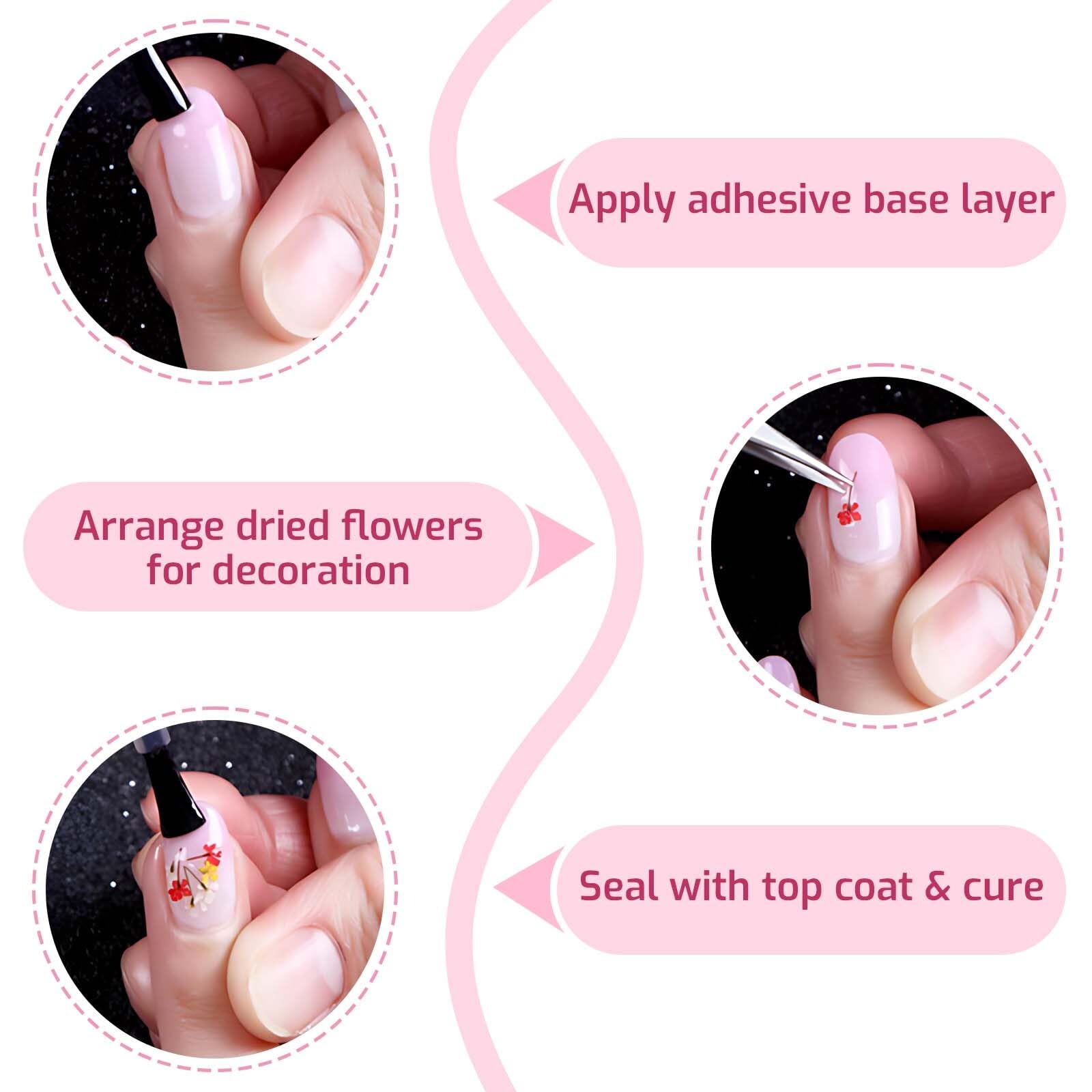Fleurs Séchées Ongles Naturelles 3 Pièces Fleur Seche Nail Art Pour Résine UV Deco Ongle 3D Autocollants Pour DIY Manucure Accessoires Ongles Créatifs