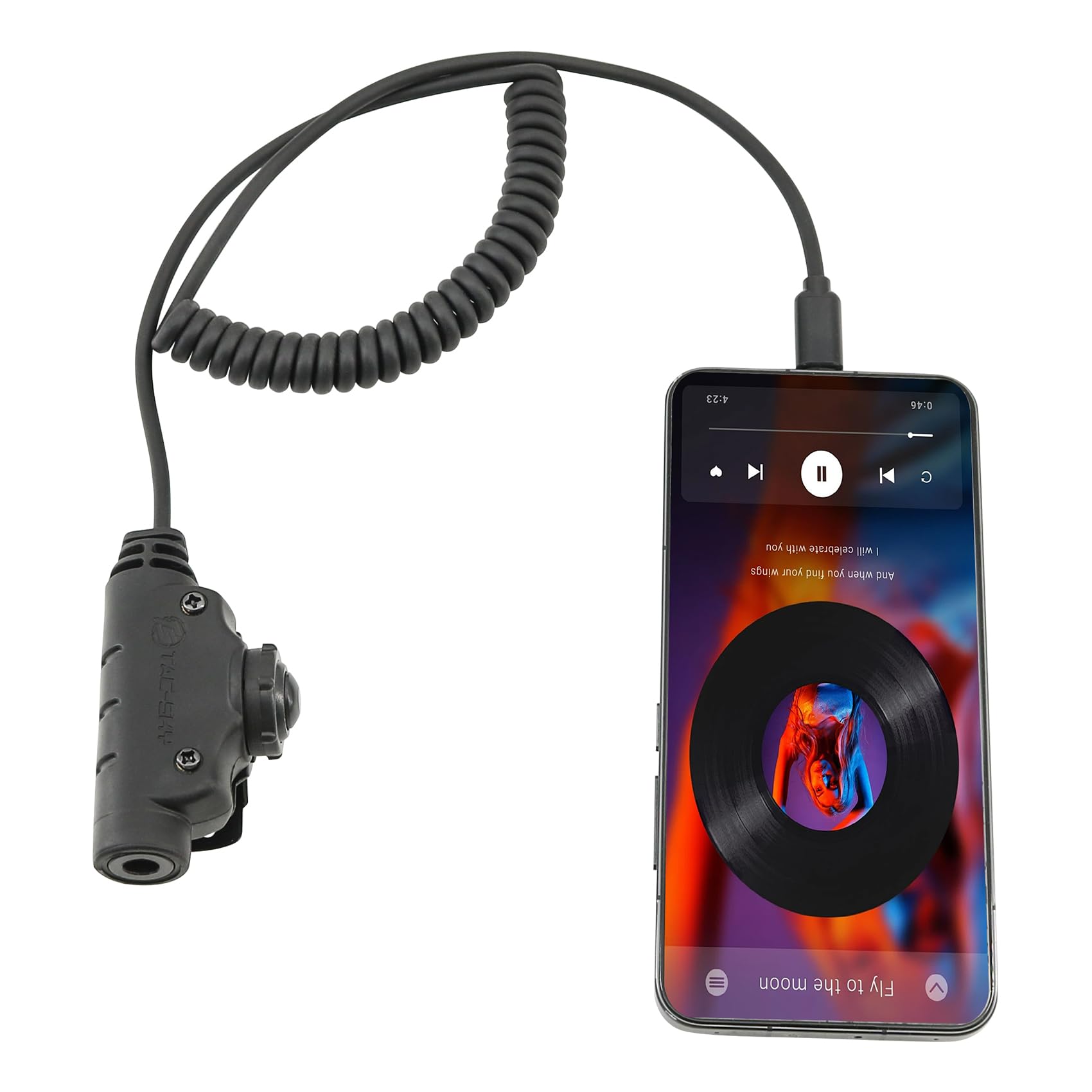 Adapter U94 V2 PTT do wtyczki Tepy-C Taktyczny zestaw słuchawkowy akcesoria kompatybilne z telefonami iPhone 17 16 15 / Samsung Galaxy S8 S9 S10 S20 Plus (C0034BK-MILIT)