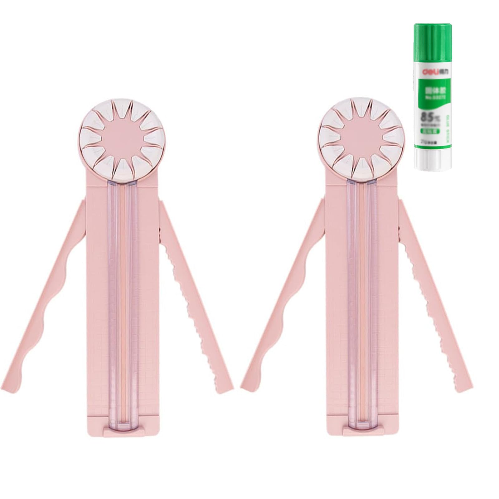 Taglierina Rotante 12 in 1, Strumento Multifunzionale per Scrapbooking Fotografico, Design della Testa Rotante A 360 Gradi, Taglio Preciso Sicuro E Antiscivolo (2pcs Pink)