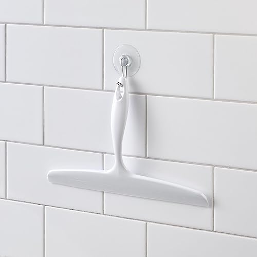 Miniatura 11 de iDesign - Escobilla de baño de plástico para vidrio con soporte de gancho de succión, 12 pulgadas, transparente
