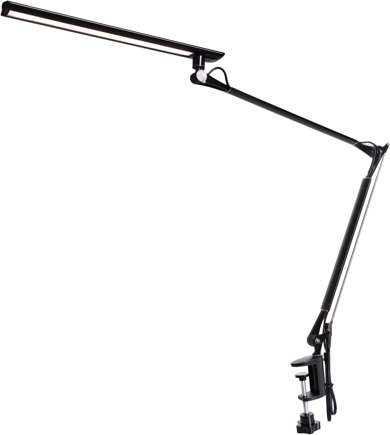ROZKY Drafting Table Lamp,Metal Architect LED Desk Lamp, Swing Arm Task Lamp with Clamp,Eye-care Dimmable Office Light with 5 Color 5 Brightness,Touch Control,Memory Function,12W,Black
