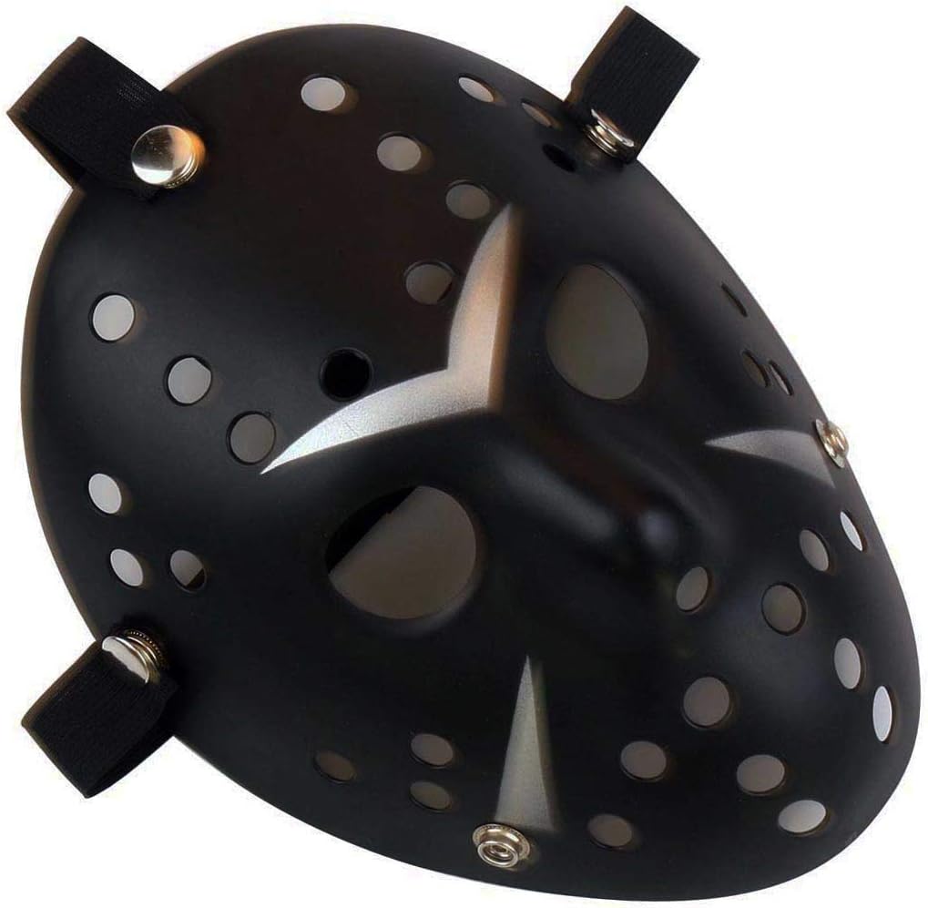 Gmasking Horror Halloween Costume Hockey Adult Mask Party Cosplay Props (Black-silver)