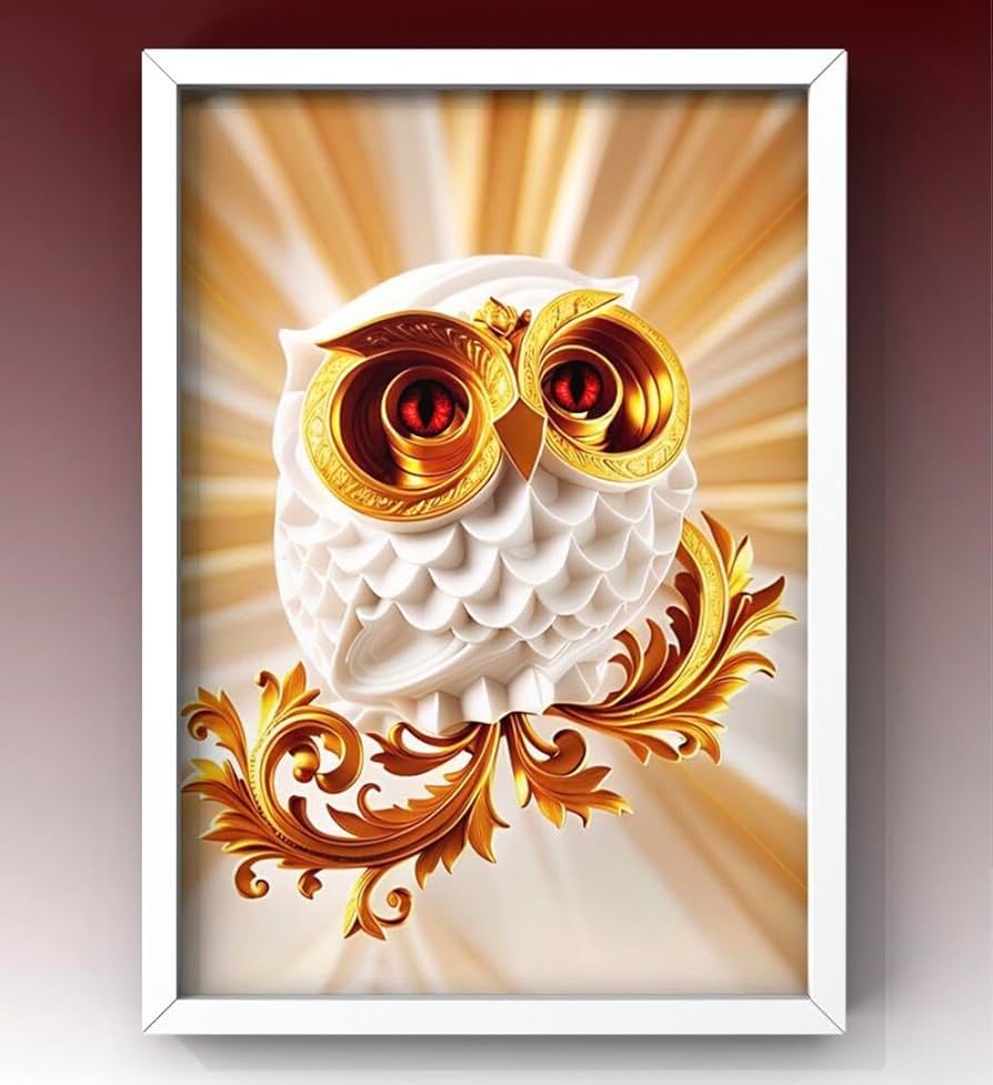 【招福】フクロウ　絵画　額 開運と招福ふくろう『縁起額縁付きグラフィックアートピクチャー