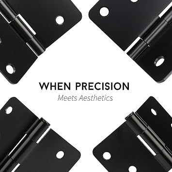 goldenwarm Door Hinges Interior & Exterior Door Hinge 3Pack 4 Inch Black Door Hinges Rounded Hinge Black Matte 4 X 4 with 1/4'' Radius Corners