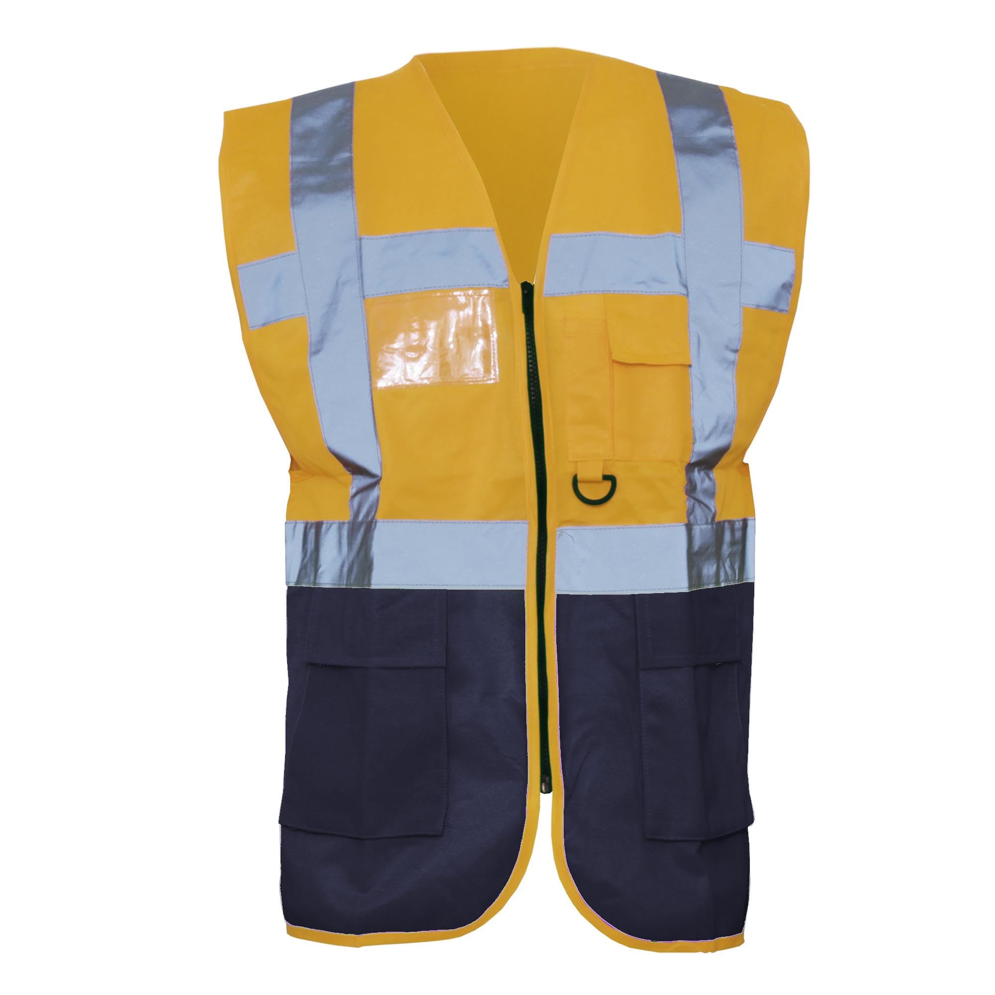 Yoko Men's Yk002/Hvw801 Multi-Functional Executive Hi-Vis Waistcoat - Orange/Navy, 2X-Large