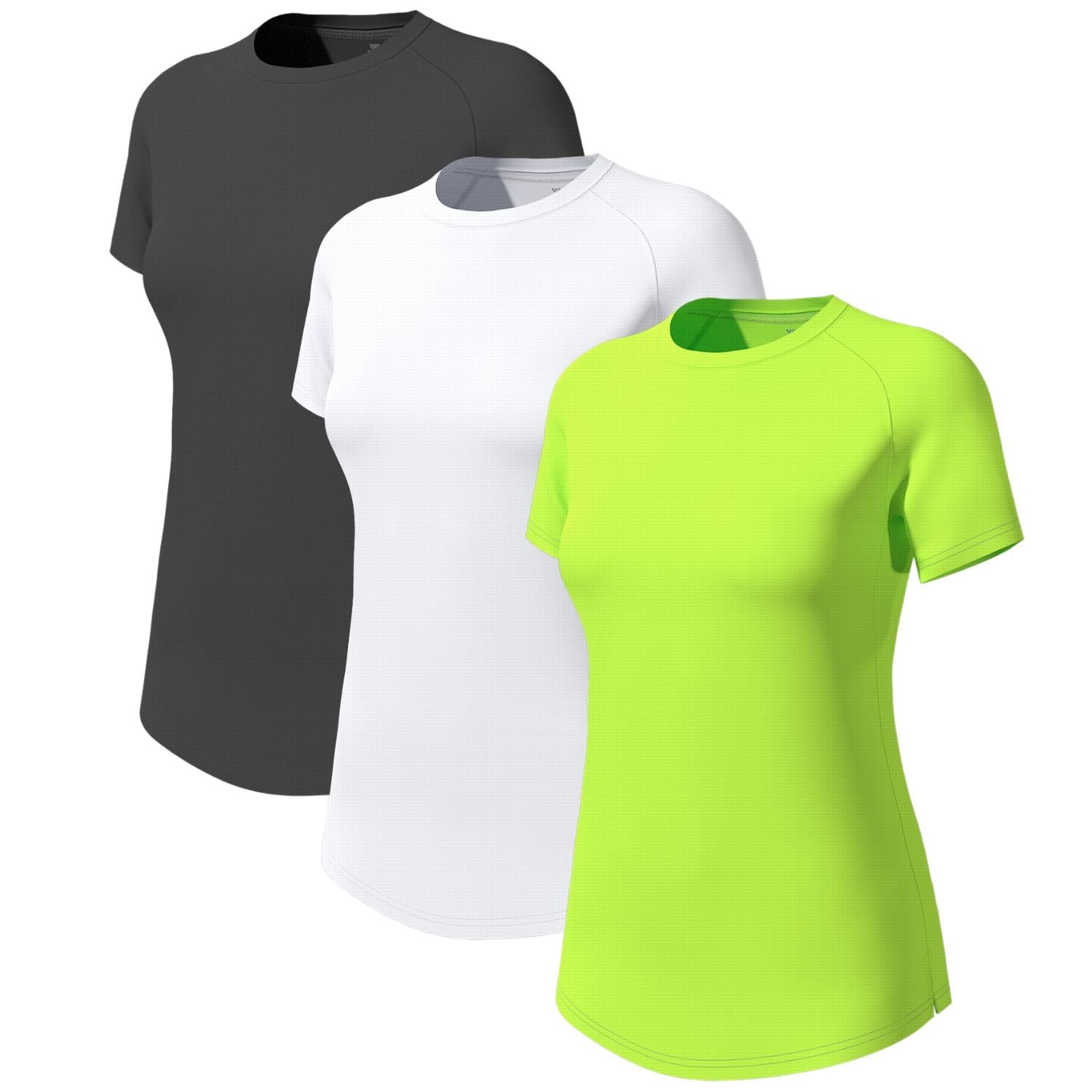 Wulibike 3 or 5er Pack Sportshirt Damen Kurzarm，Laufshirt Atmungsaktiv Funktionsshirt Schnell Trocknend UPF50+ Fitness Training Running Top Wandern Yoga Outdoor Activewear