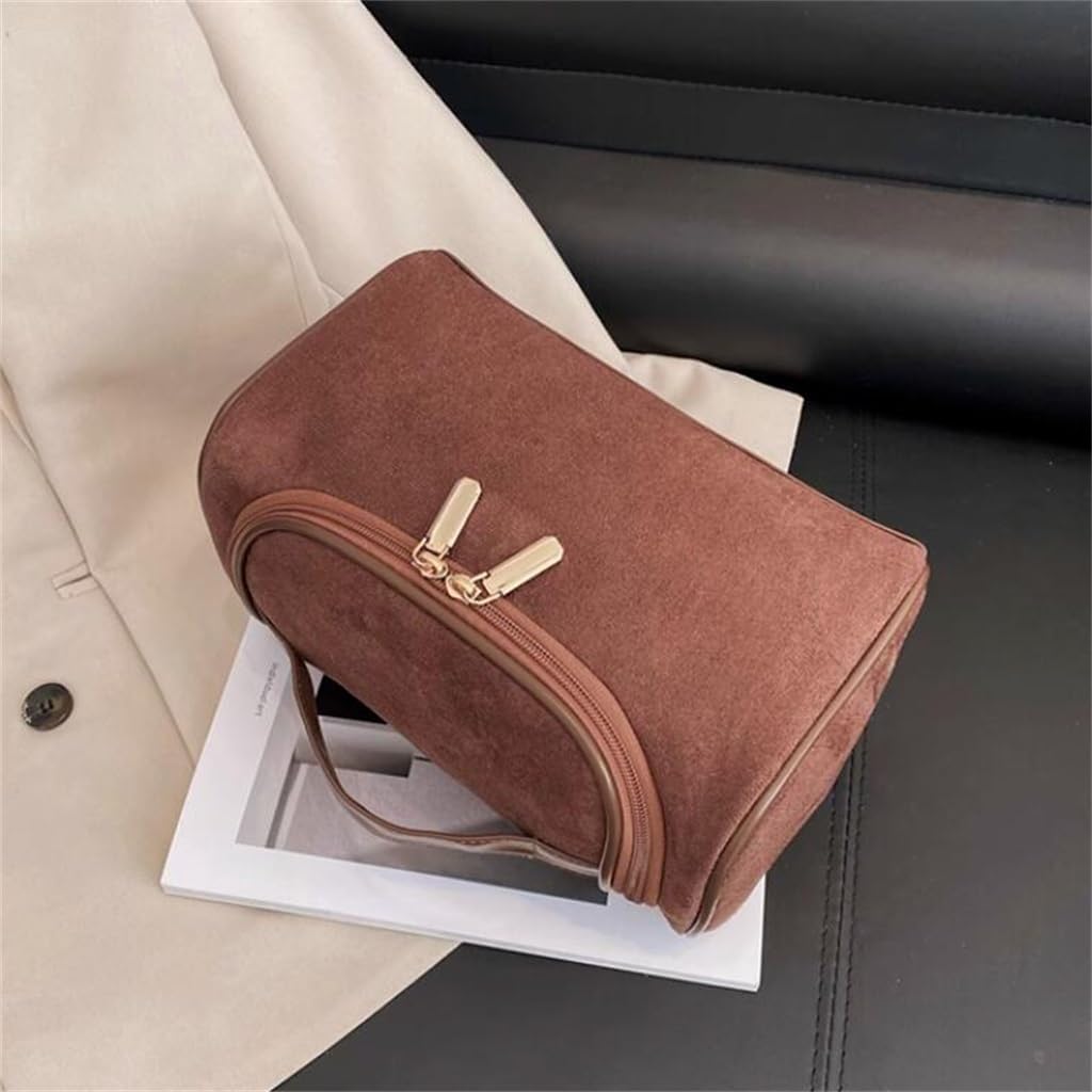 Retro Makeup Bag Women's Portable Large Capacity Flap Square Extra Skin Care Product Storage Washing image 4