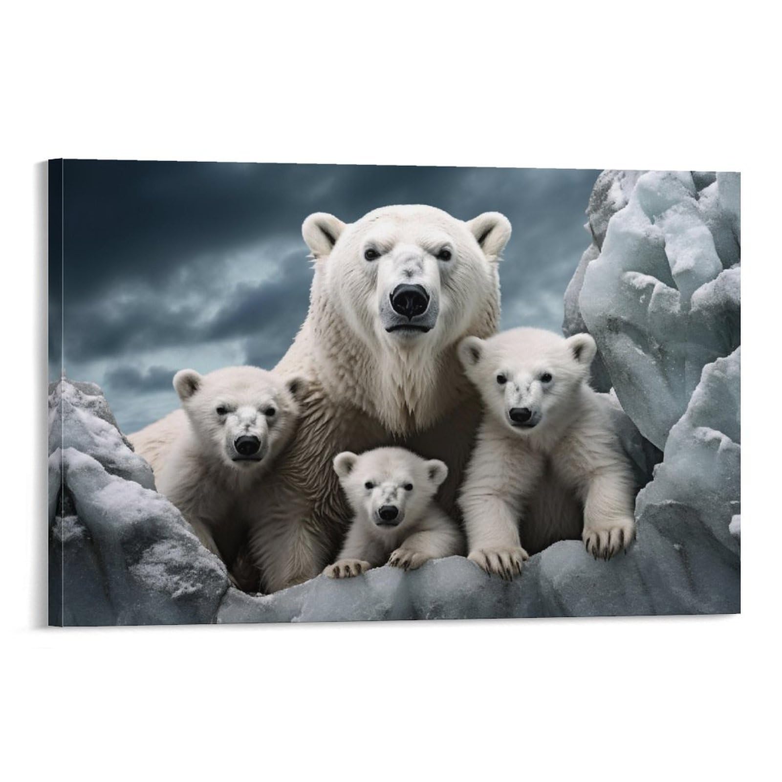 Ayaros Frame-Nature Polar Bear Nature Polar Bear Canvas Art Poster Vintage Cubs Animals Wall Posters Dormitory Decor Painting Art Framed 12X18 Inch