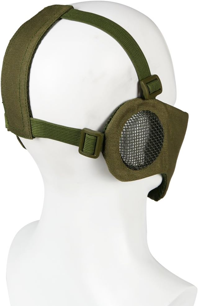 LEJUNJIE Tactical Collapsible Half Mask Protective Mesh Mask for Air Gun Paintball Hunting CS Belt Adjustable Mesh Mask : Sports & Outdoors
