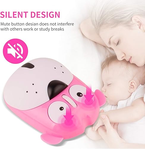 Miniatura 5 de Greshare Ratón inalámbrico sin sonido, ratones ópticos de 2.4 GHz con nano receptor para computadoraganarMacLinuxAndriodiOS, estilo perro de dibujos