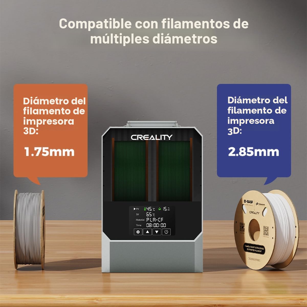 Creality Space Pi Filamento Secador Plus, 2 Rollos Caja Secadora de Filamento para Impresora 3D, Caja de Almacenamiento Deshidratador de Filamento para Material PLA PETG ABS TPU de 1,75/2,85 mm