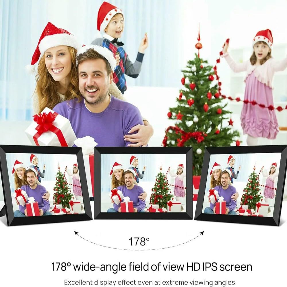Cadre Photo numérique Cadre Photo numérique WiFi Intelligent de 10,1 Pouces, 32 Go/64 Go, avec écran Tactile IPS HD 1280 x 800, montable au Mur(White Built in 32gb,US Plug)