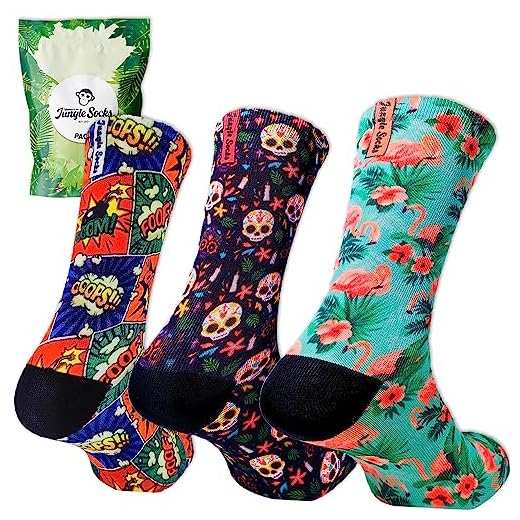 Jungle Socks Confezione da 3 divertenti calze sportive per Crossfit, Palestra, Ciclismo, Corsa, Padel, Sollevamento Pesi, Trekking. Comodo, resistente e senza cuciture. Progettato in Europa.