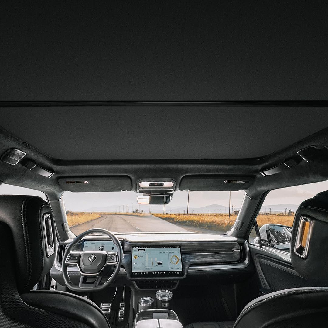 VION R1S Roof Sunshade - Precision Fit, No Sagging, Two Pieces Design, Full Blackout (for Rivian R1S)