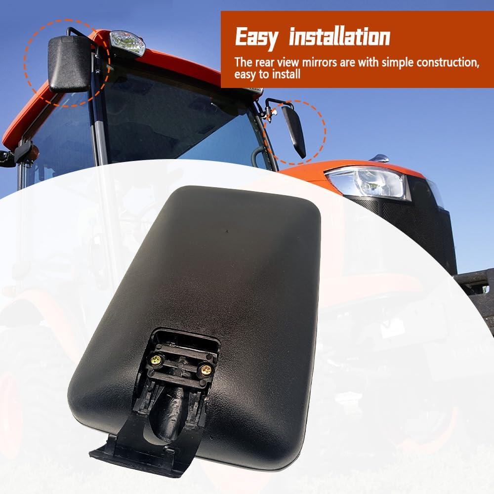 Rear View Mirror 3F260-53342 Fit for Kubota Tractor M7060 L4240HSTC L5740HSTC M100XDC M110XDC B2650 L3240 LX2610 M-1100 Models, Tractor Wide Angle Curved Mirror 2 PCS