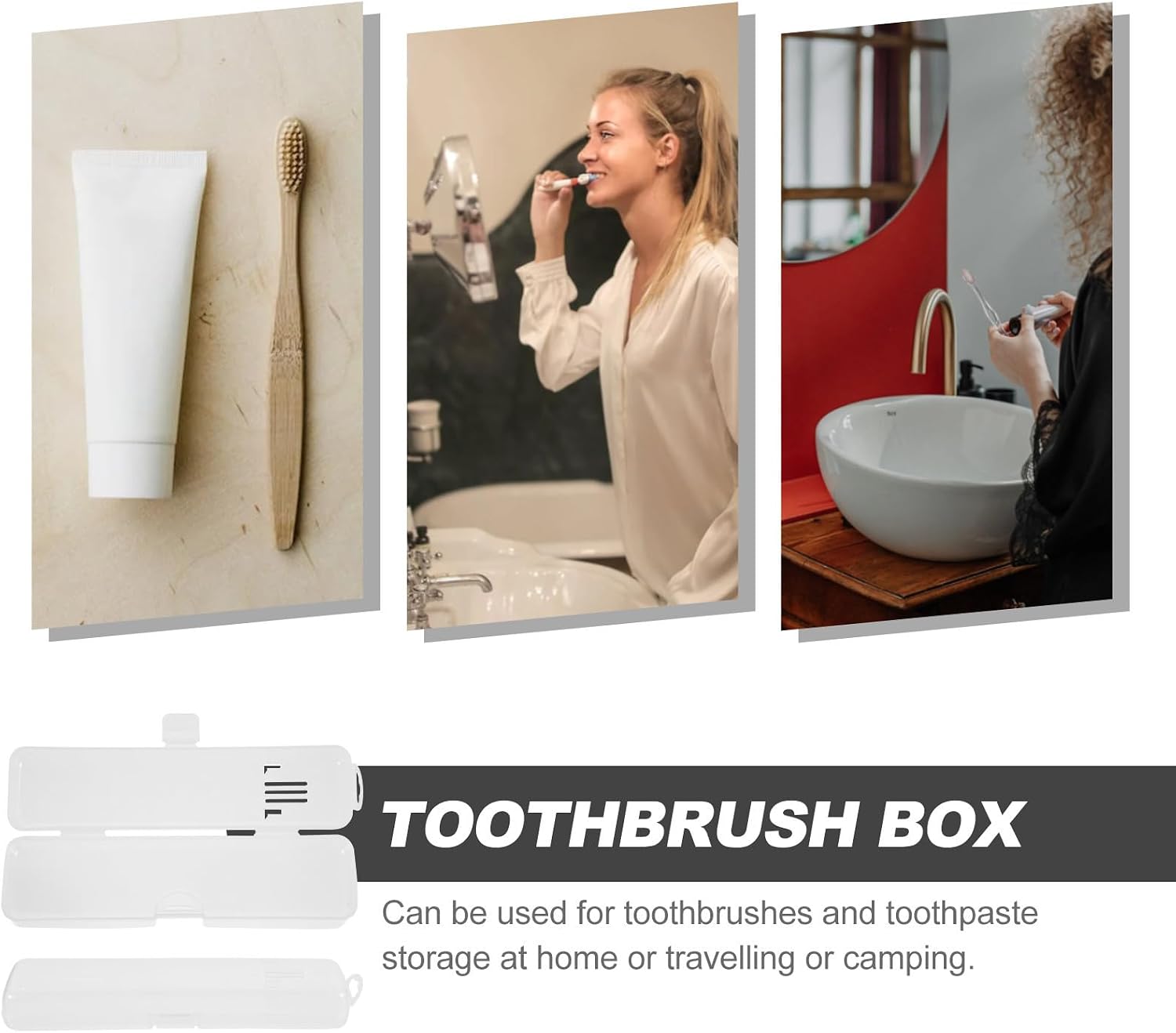 2pcs Portable Toothbrush Travel Case Plastic Container for Toothpaste image 3