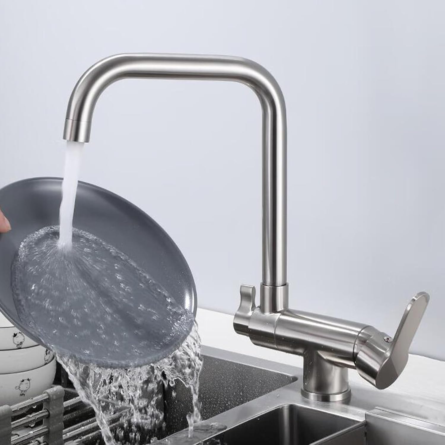 3 Way Water Filter tap Folding 360° Rotation Purified Water hot and Cold Water Brass 3 Way Kitchen tap-Drawing